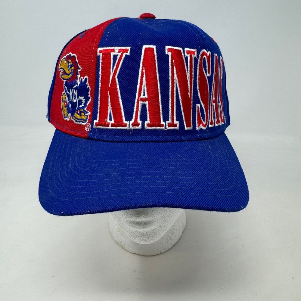 Vintage Starter The Right Hat Kansas Jayhawks Snapback Hat Blue Red KU NCAA